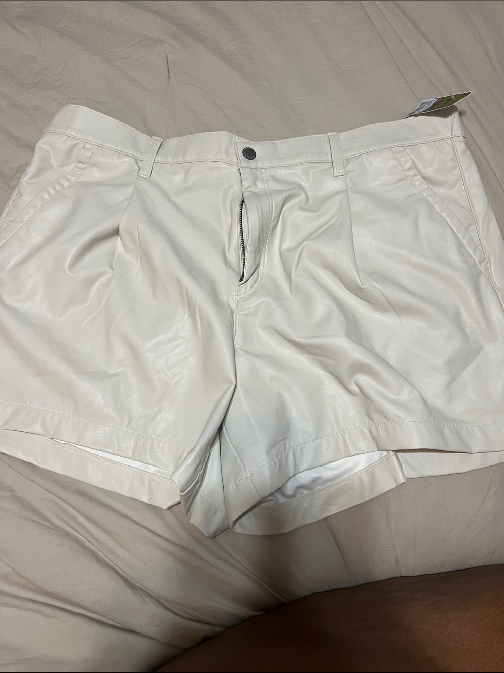 American Eagle Women’s Off White Faux-Leather Shorts